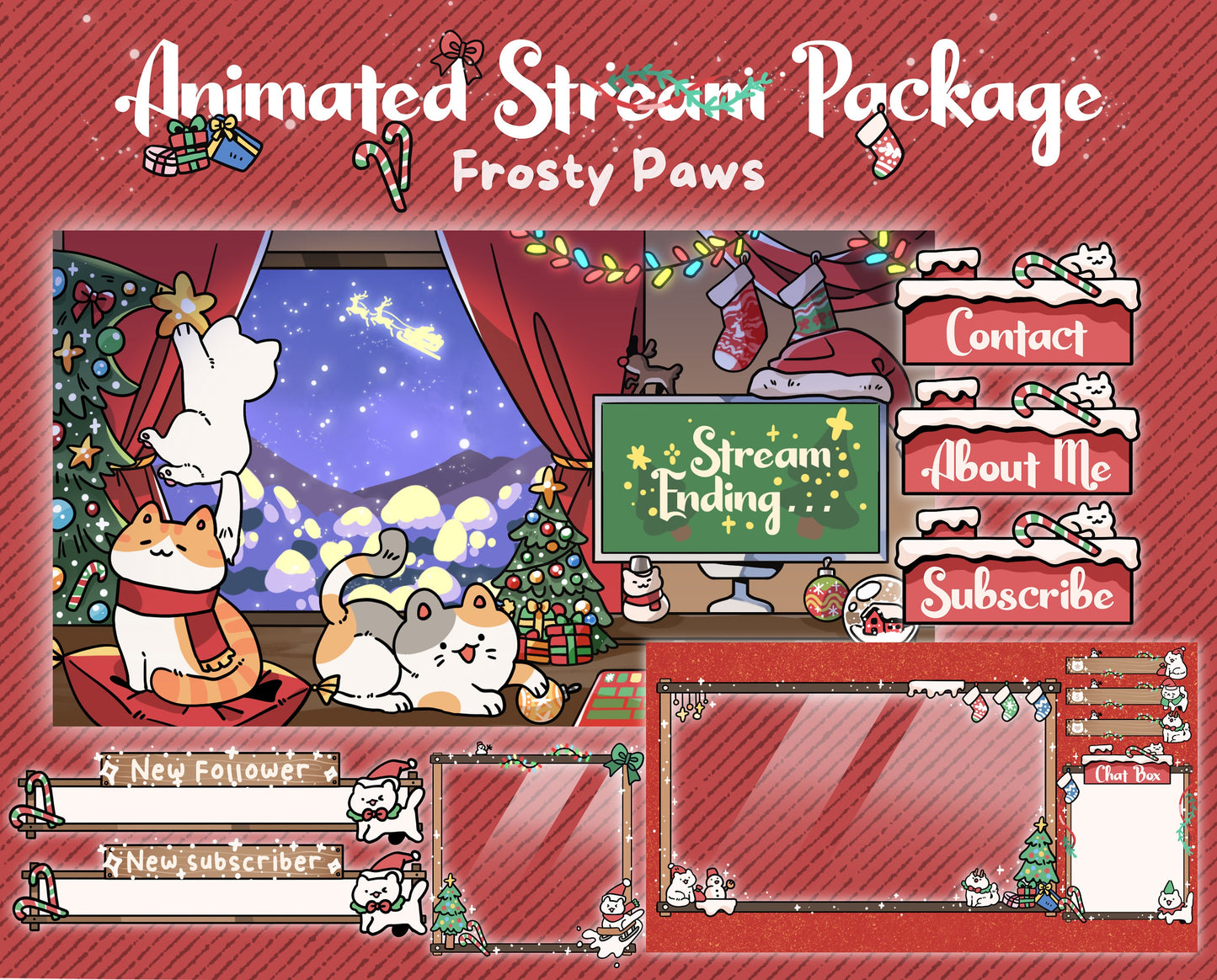 Frosty Paws | Animated Stream Pack | Animated Twitch Overlay