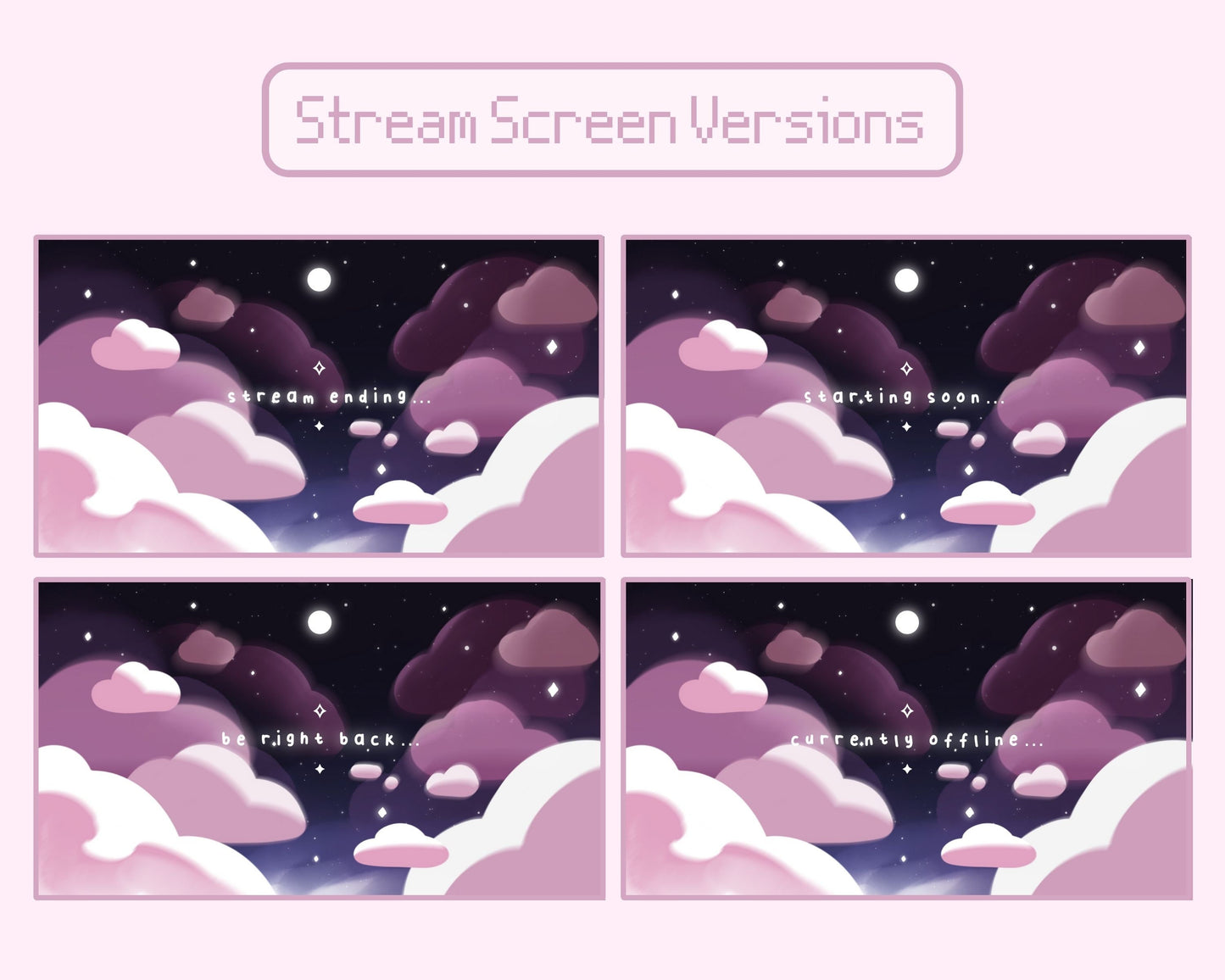 Cotton Candy Clouds, Pink | 4 Animated Stream Screens