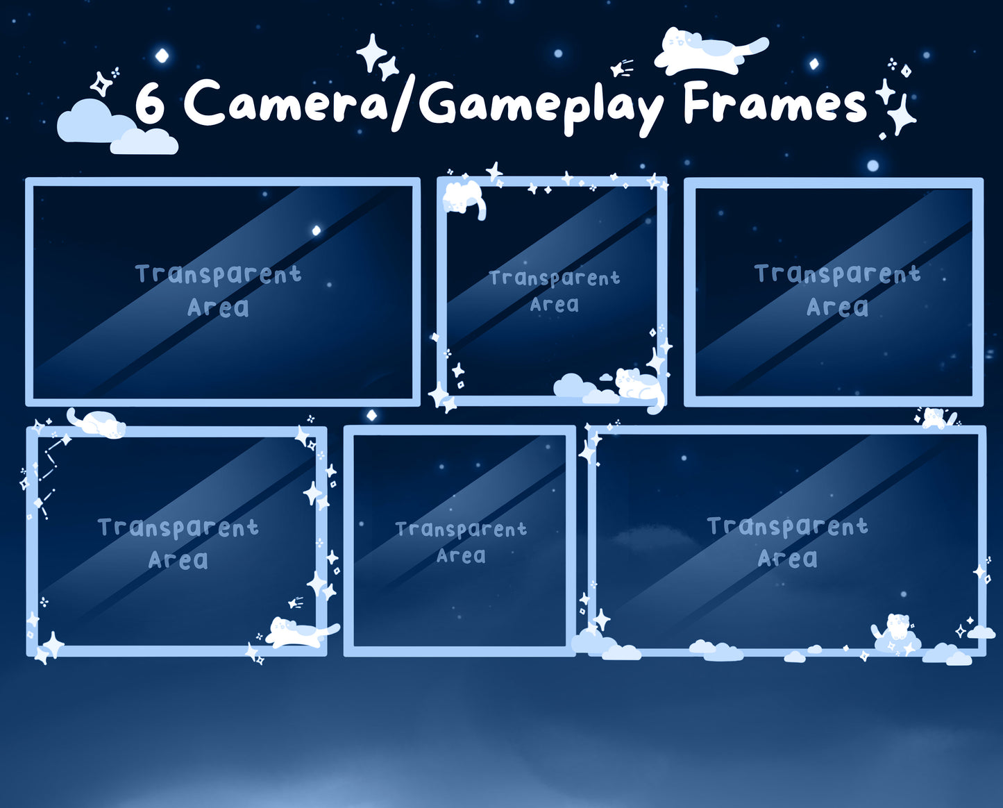 Cotton Candy Clouds, Blue | Animated Stream Pack | Animated Twitch Overlay