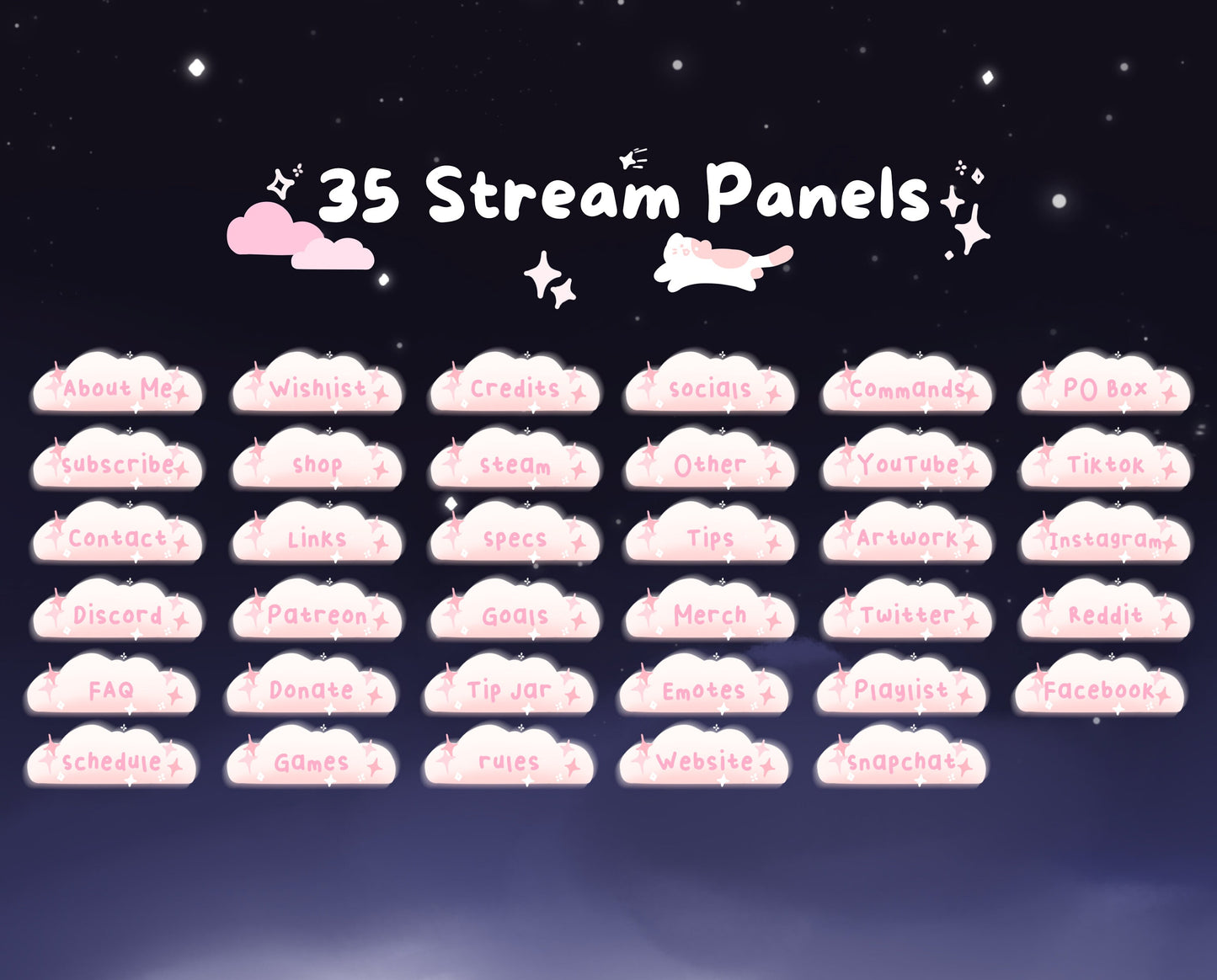 Cotton Candy Clouds, Pink | Animated Stream Pack | Animated Twitch Overlay