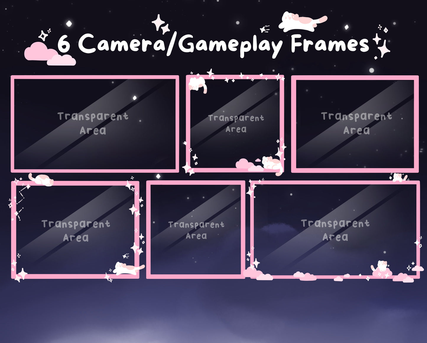 Cotton Candy Clouds, Pink | Animated Stream Pack | Animated Twitch Overlay