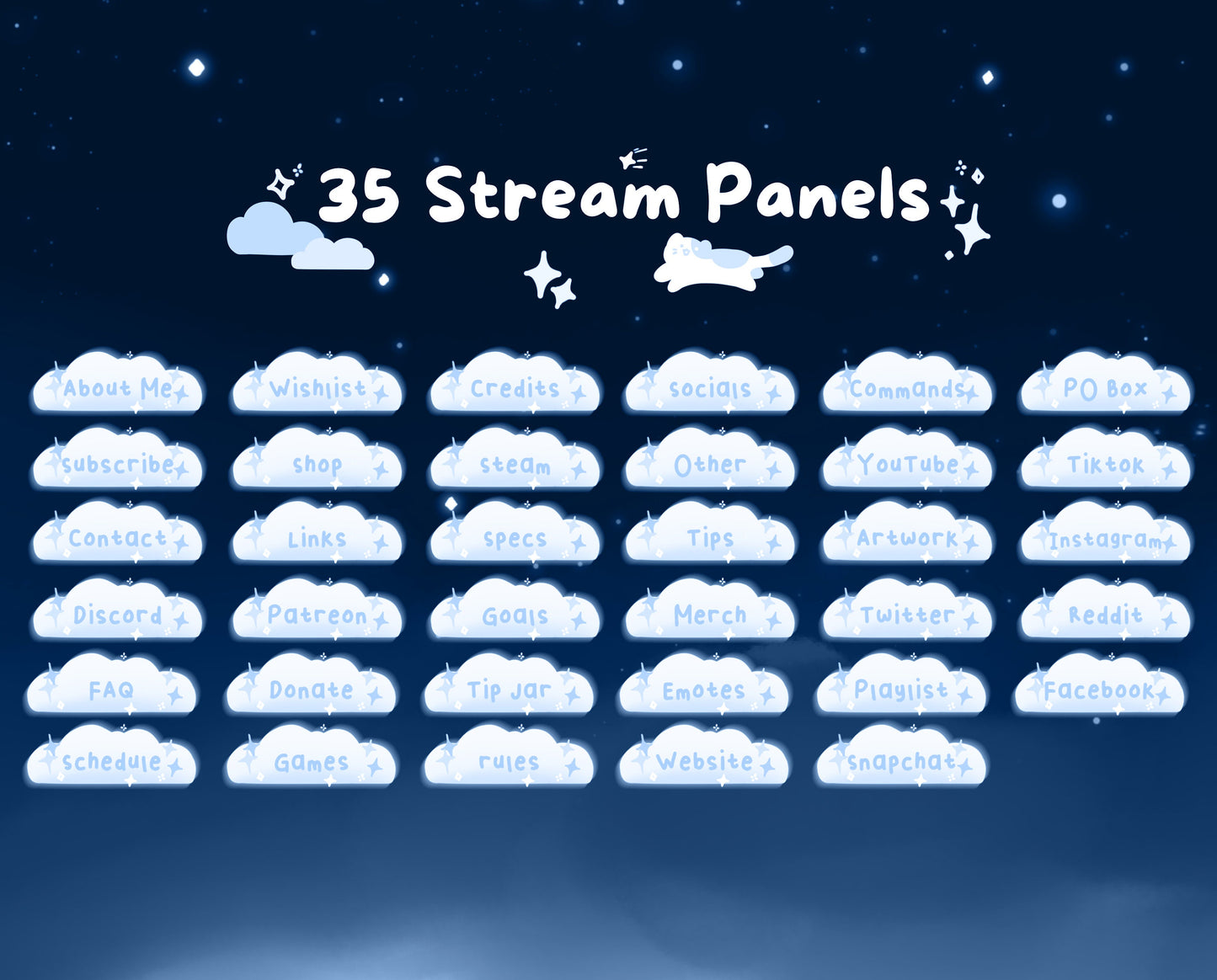 Cotton Candy Clouds, Blue | Animated Stream Pack | Animated Twitch Overlay