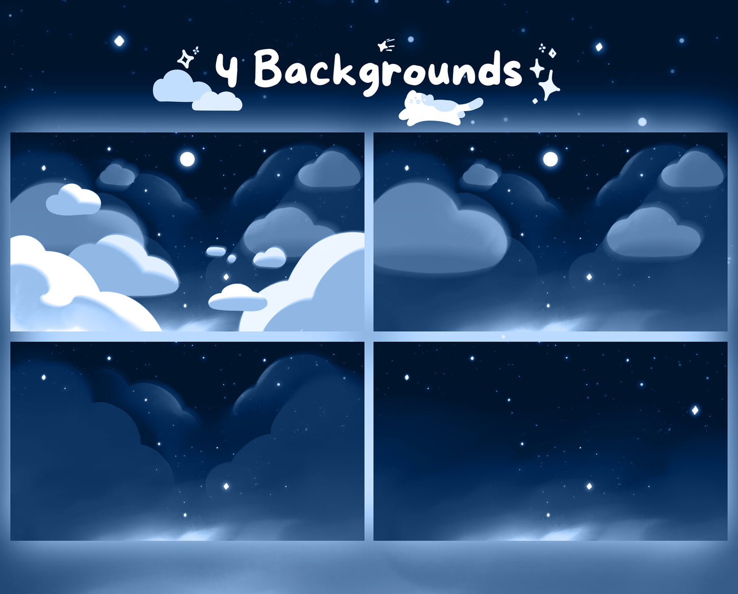 Cotton Candy Clouds, Blue | Animated Stream Pack | Animated Twitch Overlay