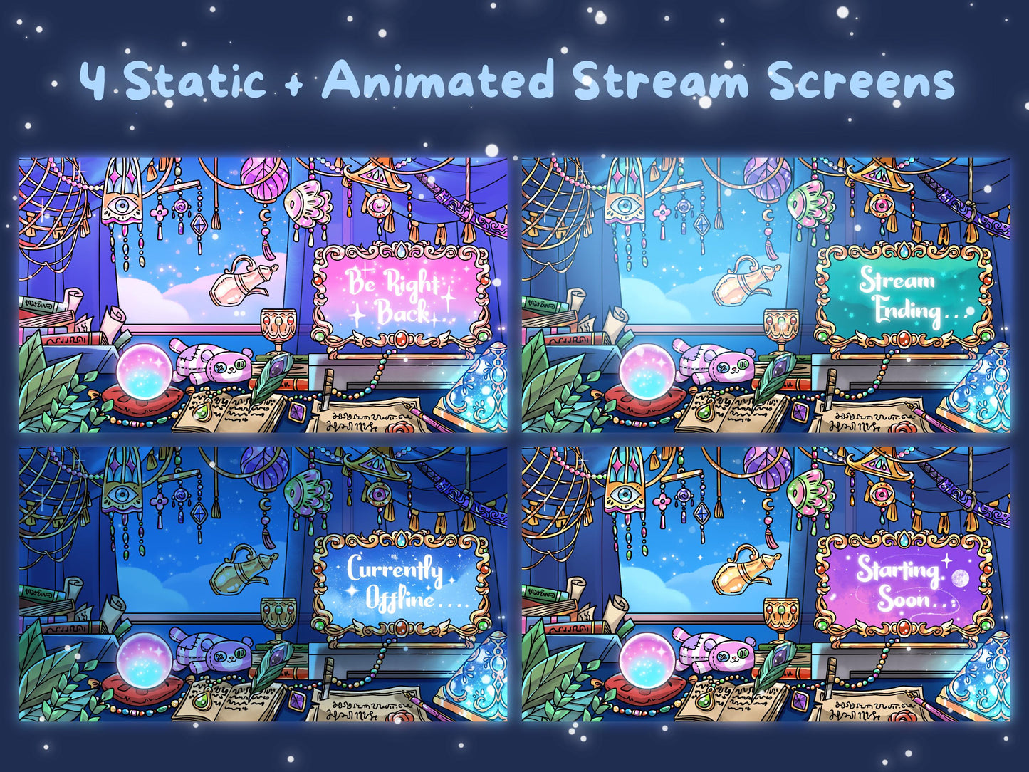 Starlit Spells | 4 Animated Stream Screens