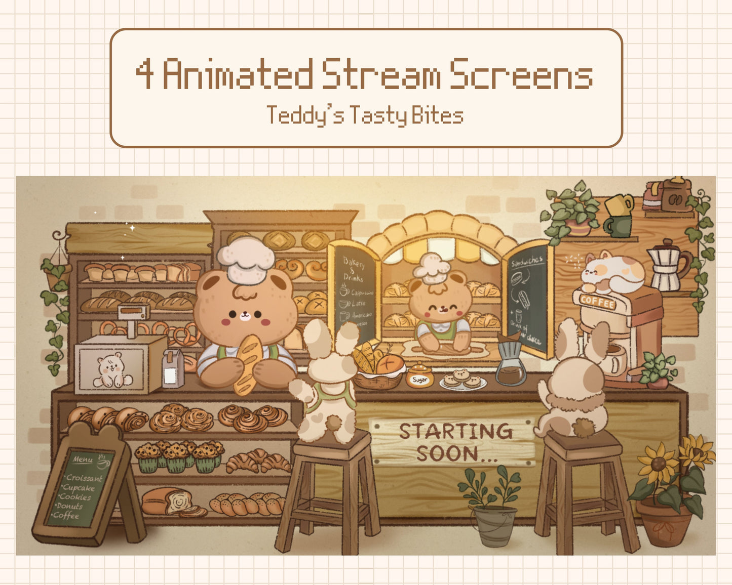 Teddy's Tasty Bites | 4 Animated Stream Screens