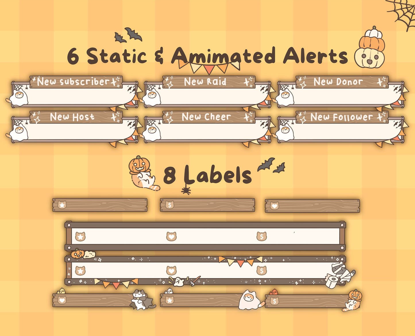 Cat-o-Lantern | Animated Stream Pack | Animated Twitch Overlay
