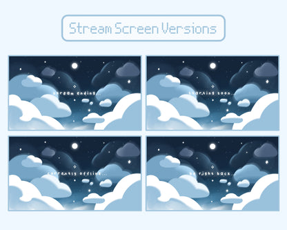 Cotton Candy Clouds, Blue | 4 Animated Stream Screens