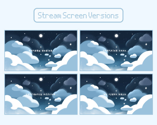 Cotton Candy Clouds, Blue | 4 Animated Stream Screens