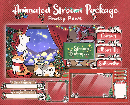 Frosty Paws | Animated Stream Pack | Animated Twitch Overlay