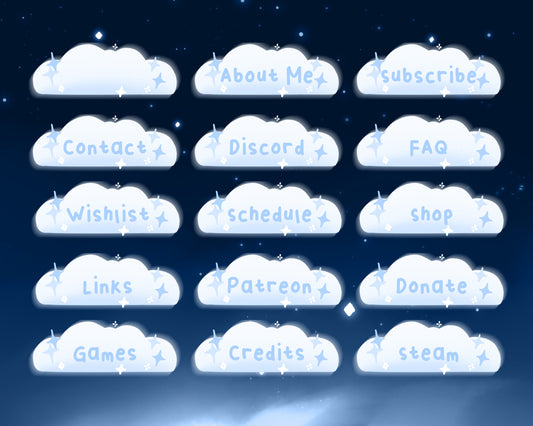 Cotton Candy Clouds, Blue | 35 Stream Panels