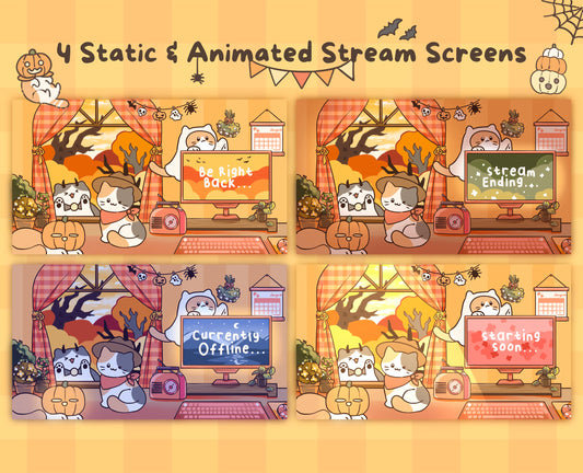 Cat-o-Lantern | Animated Stream Pack | Animated Twitch Overlay