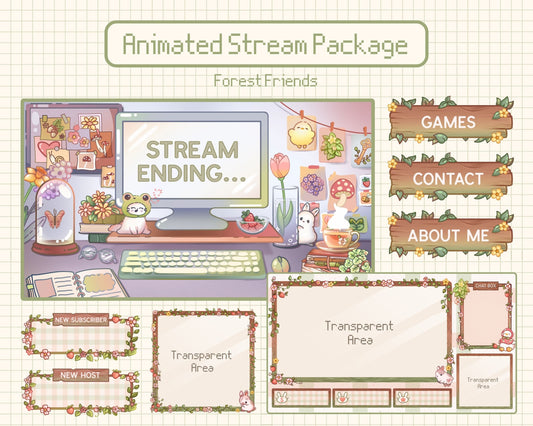 Forest Friends | Animated Stream Pack | Animated Twitch Overlay