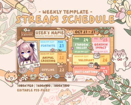 Stream Schedule, Weekly Template