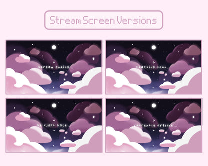 Cotton Candy Clouds, Pink | 4 Animated Stream Screens