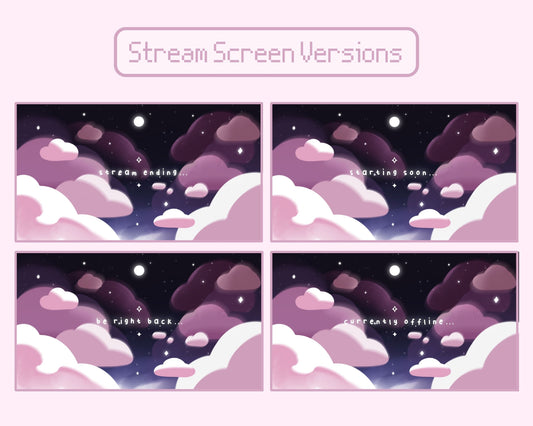 Cotton Candy Clouds, Pink | 4 Animated Stream Screens