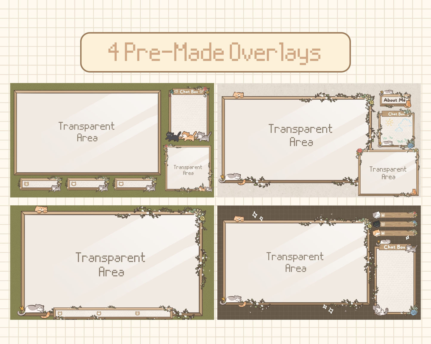 Cozy Cat | Animated Stream Pack | Animated Twitch Overlay