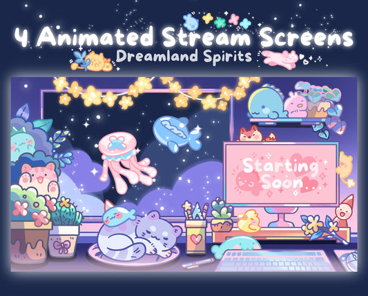 Dreamland Spirits | 4 Animated Stream Screens