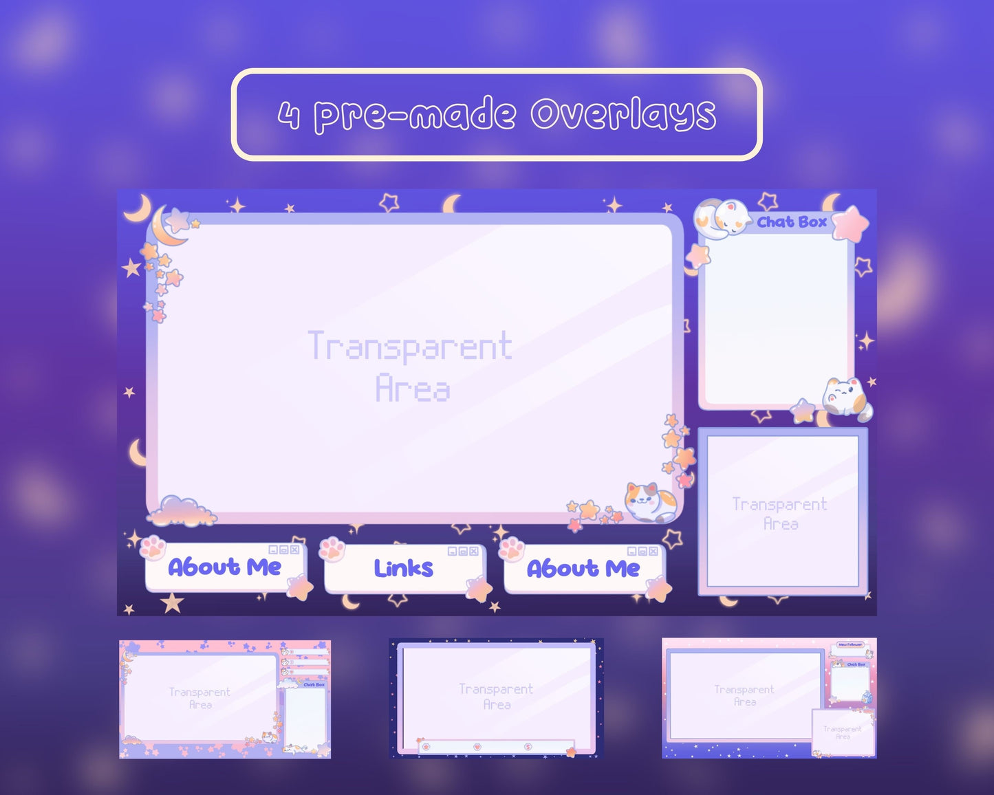 Calico Cat | Animated Stream Pack | Animated Twitch Overlay