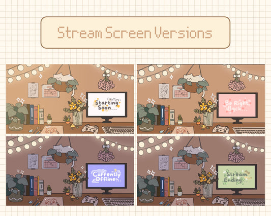 Cozy Cat | 4 Animated Stream Screens