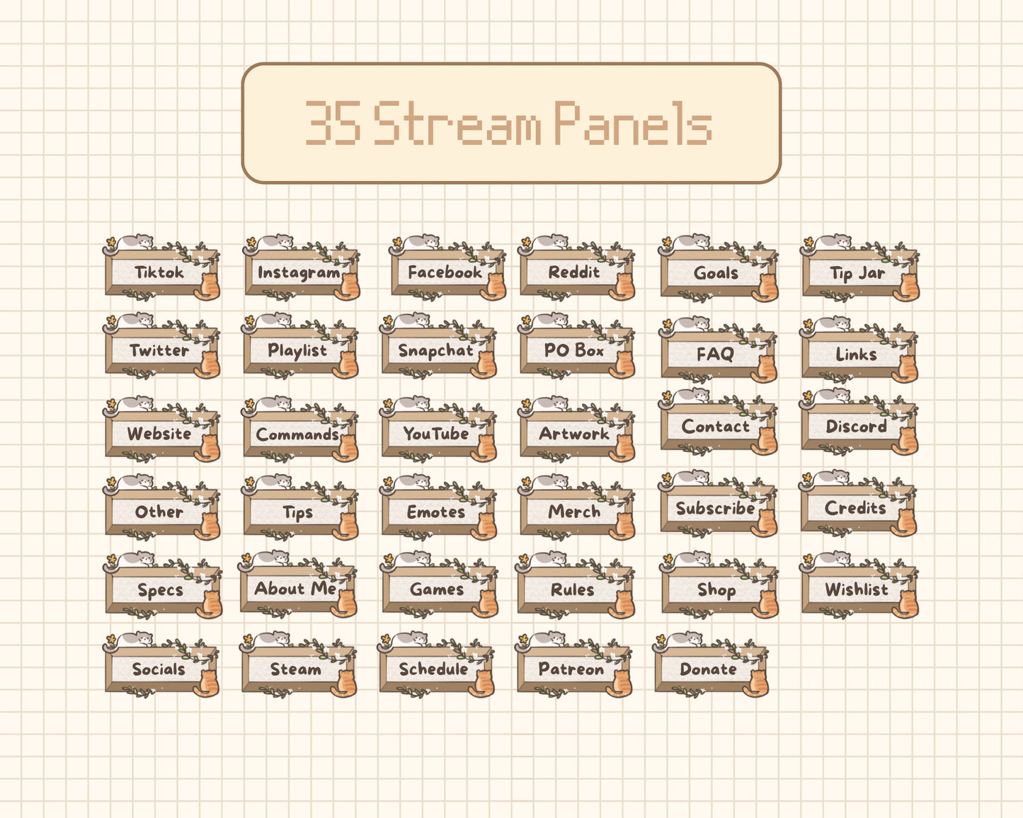Cozy Cat | Animated Stream Pack | Animated Twitch Overlay