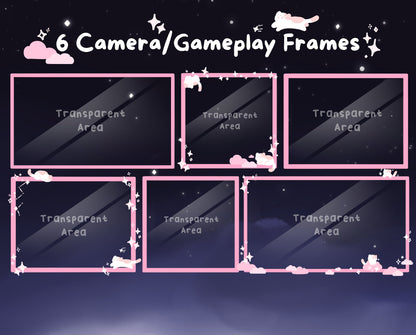 Cotton Candy Clouds, Pink | Animated Stream Pack | Animated Twitch Overlay