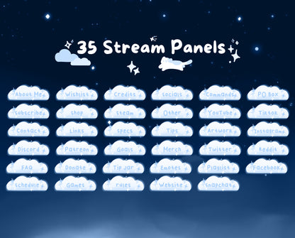 Cotton Candy Clouds, Blue | Animated Stream Pack | Animated Twitch Overlay
