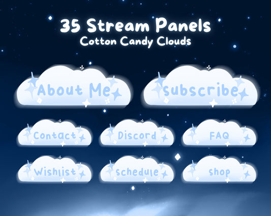 Cotton Candy Clouds, Blue | 35 Stream Panels