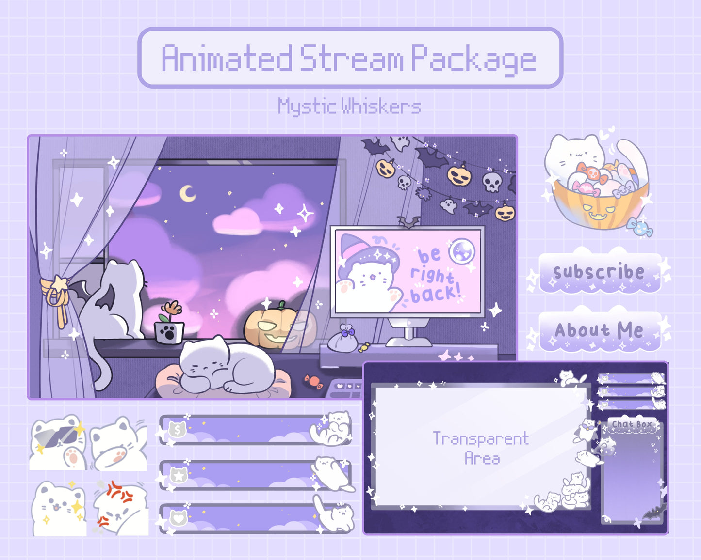 Mystic Whiskers | Animated Stream Pack | Animated Twitch Overlay