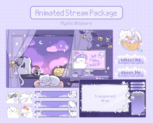Mystic Whiskers | Animated Stream Pack | Animated Twitch Overlay