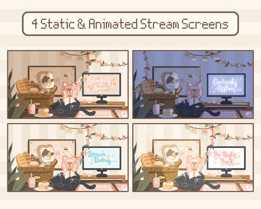 Purrfect Pastries | Animated Stream Pack | Animated Twitch Overlay