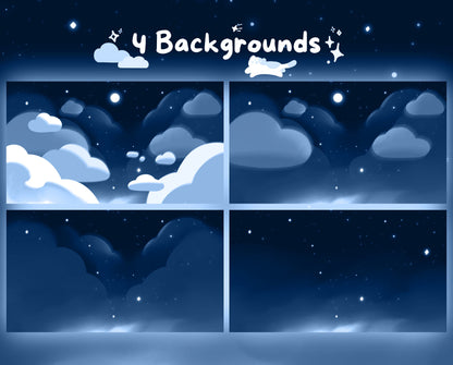 Cotton Candy Clouds, Blue | Animated Stream Pack | Animated Twitch Overlay