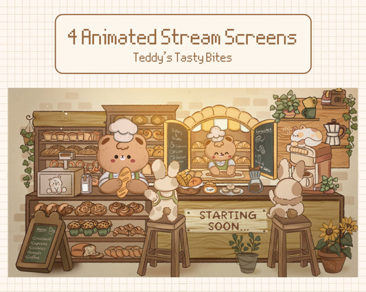 Teddy's Tasty Bites | 4 Animated Stream Screens