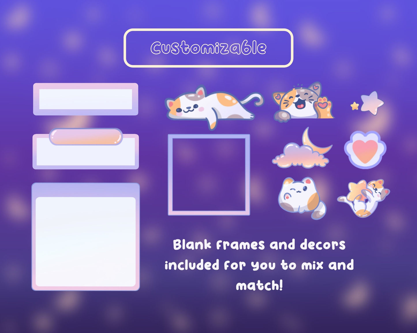 Calico Cat | Animated Stream Pack | Animated Twitch Overlay