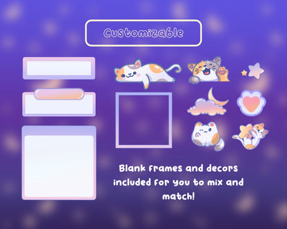 Calico Cat | Animated Stream Pack | Animated Twitch Overlay