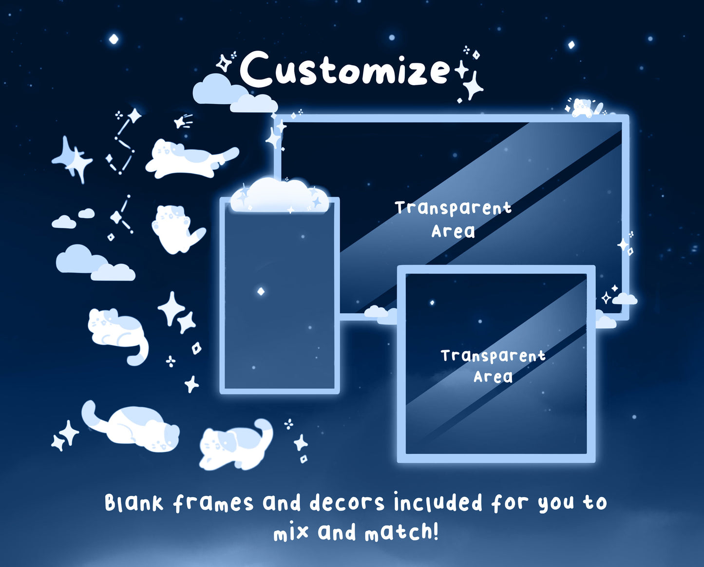 Cotton Candy Clouds, Blue | Animated Stream Pack | Animated Twitch Overlay