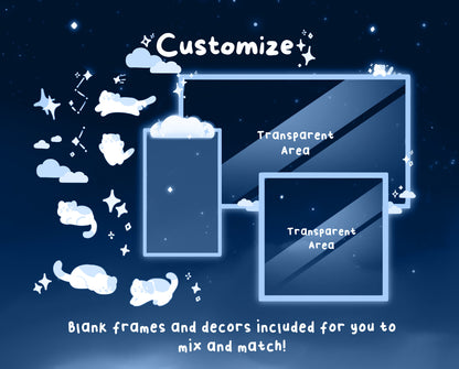 Cotton Candy Clouds, Blue | Animated Stream Pack | Animated Twitch Overlay