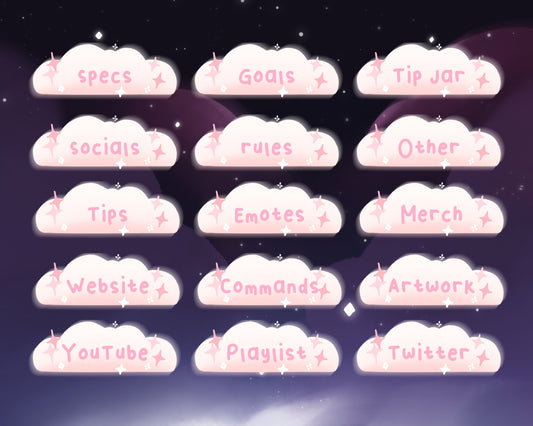 Cotton Candy Clouds, Pink | 35 Stream Panels