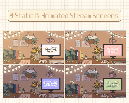 Cozy Cat | Animated Stream Pack | Animated Twitch Overlay